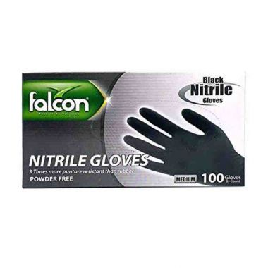 Falcon Vinyl Gloves Black Powder Free Asstd 100s