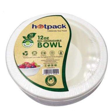 Hotpack Bio Degradable Paper Pulp Bowl 12 Oz-10s